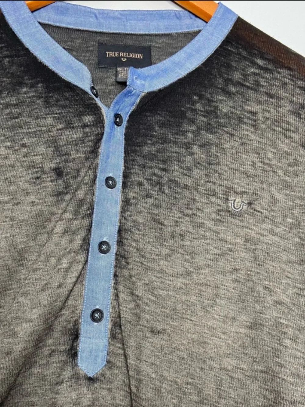 True Religion Men's Walkway Military Thermal Burnout Long Sleeve Shirt NWT C